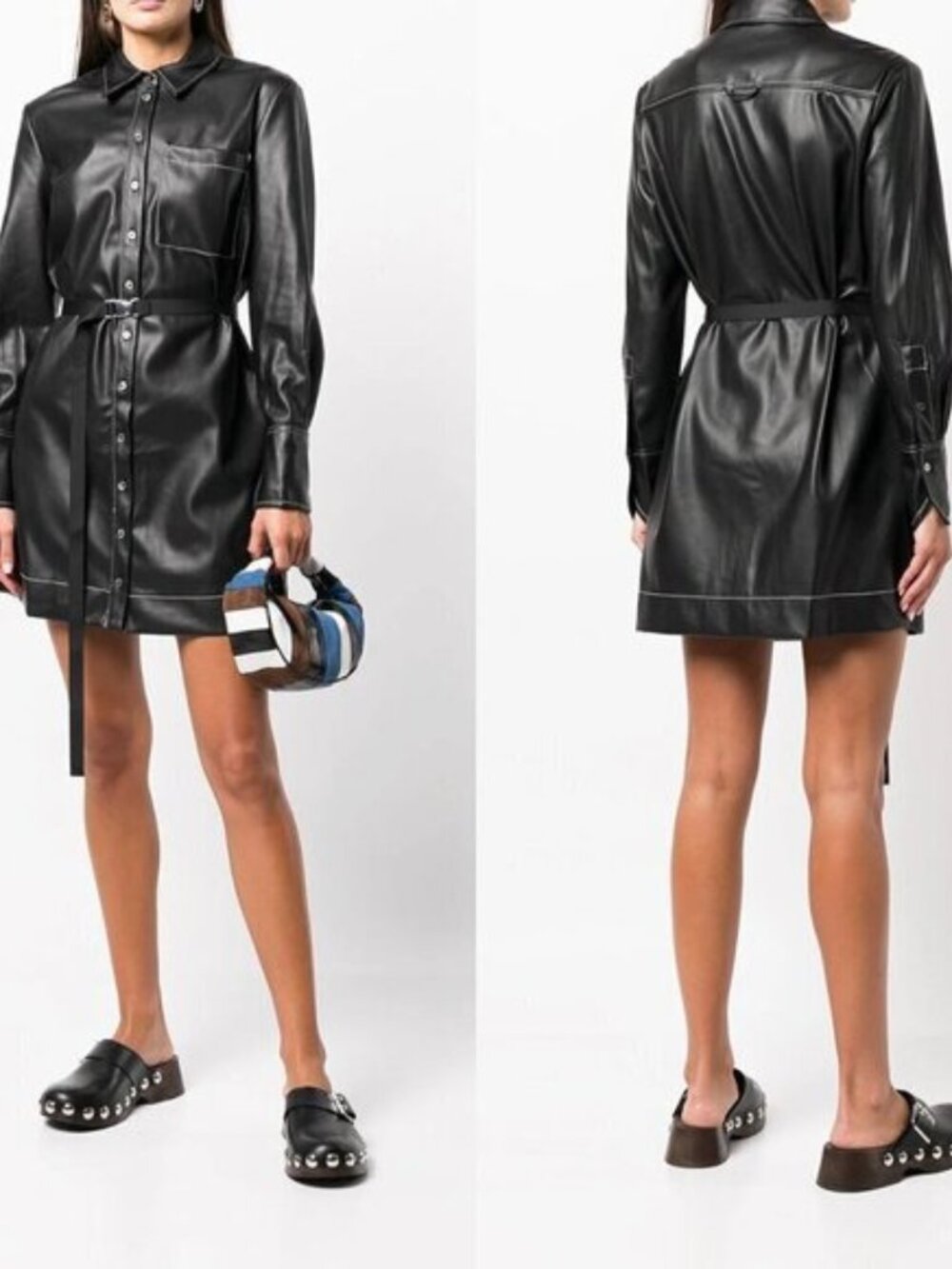 Staud Lynn Belted Waist Shirt Dress